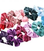 DIAN Assorted Pack of 9 Velvet Solid Hair Scrunchies, Hair Accessories for Women, Teens and Girl