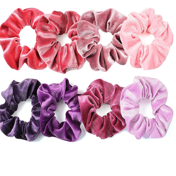 DIAN Assorted Pack of 8 Velvet Solid Hair Scrunchies, Hair Accessories for Women, Teens and Girl 1