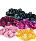 DIAN Assorted Pack of 6 Velvet Solid Hair Scrunchies, Hair Accessories for Women, Teens and Girl