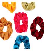 DIAN Assorted Pack of 5 Velvet Solid Hair Scrunchies, Hair Accessories for Women, Teens and Girl