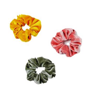 DIAN Assorted Pack of 3 Velvet Solid Hair Scrunchies, Hair Accessories for Women, Teens and Girl 1