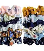 DIAN Assorted Pack of 12 Printed Hair Scrunchies, Hair Accessories for Women, Teens and Girl