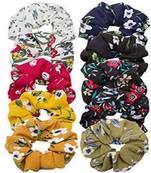 DIAN Assorted Pack of 10 Printed Hair Scrunchies, Hair Accessories for Women, Teens and Girl