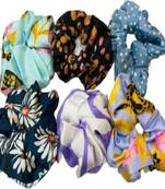 DIAN Assorted Pack of 6 Printed Hair Scrunchies, Hair Accessories for Women, Teens and Girl