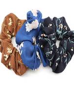 DIAN Assorted Pack of 3 Printed Hair Scrunchies, Hair Accessories for Women, Teens and Girl