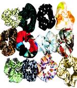 DIAN Assorted Pack of 12 Satin Print Hair Scrunchies, Hair Accessories for Women, Teens and Girl