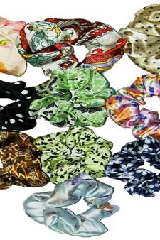 DIAN Assorted Pack of 10 Satin Print Hair Scrunchies, Hair Accessories for Women, Teens and Girl