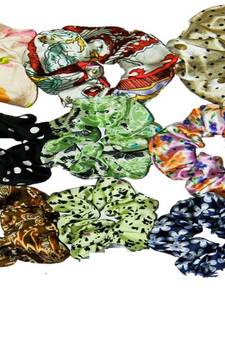 DIAN Assorted Pack of 9 Satin Print Hair Scrunchies, Hair Accessories for Women, Teens and Girl