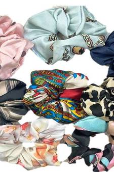DIAN Assorted Pack of 8 Satin Print Hair Scrunchies, Hair Accessories for Women, Teens and Girl