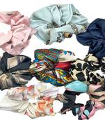 DIAN Assorted Pack of 8 Satin Print Hair Scrunchies, Hair Accessories for Women, Teens and Girl