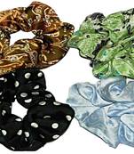 DIAN Assorted Pack of 4 Satin Print Hair Scrunchies, Hair Accessories for Women, Teens and Girl