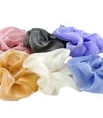 DIAN Assorted Pack of 6 XL Organza Solid Hair Scrunchies, Hair Accessories for Women, Teens and Girl