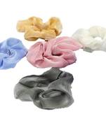 DIAN Assorted Pack of 5 XL Organza Solid Hair Scrunchies, Hair Accessories for Women, Teens and Girl