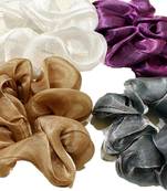 DIAN Assorted Pack of 4 XL Organza Solid Hair Scrunchies, Hair Accessories for Women, Teens and Girl