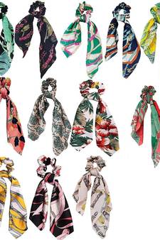 DIAN Assorted Pack of 12 Print Hair Scarf Scrunchies, Hair Accessories for Women, Teens and Girl