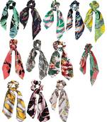 DIAN Assorted Pack of 12 Print Hair Scarf Scrunchies, Hair Accessories for Women, Teens and Girl