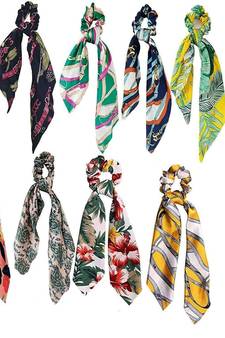 DIAN Assorted Pack of 10 Print Hair Scarf Scrunchies, Hair Accessories for Women, Teens and Girl