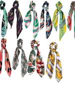 DIAN Assorted Pack of 10 Print Hair Scarf Scrunchies, Hair Accessories for Women, Teens and Girl