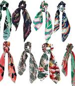 DIAN Assorted Pack of 8 Print Hair Scarf Scrunchies, Hair Accessories for Women, Teens and Girl