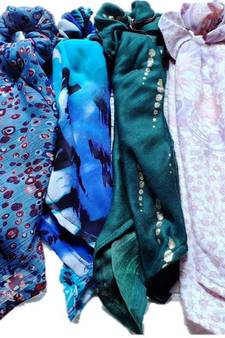 DIAN Assorted Pack of 6 Print Hair Scarf Scrunchies, Hair Accessories for Women, Teens and Girl
