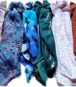 DIAN Assorted Pack of 6 Print Hair Scarf Scrunchies, Hair Accessories for Women, Teens and Girl