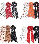 DIAN Assorted Pack of 12 Print Hair Ribbon Scrunchies, Hair Accessories for Women, Teens and Girl