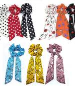 DIAN Assorted Pack of 9 Print Hair Ribbon Scrunchies, Hair Accessories for Women, Teens and Girl