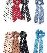 DIAN Assorted Pack of 8 Print Hair Ribbon Scrunchies, Hair Accessories for Women, Teens and Girl