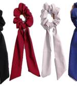 DIAN Assorted Pack of 4 Satin Hair Ribbon Scrunchies, Hair Accessories for Women, Teens and Girl
