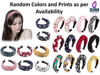 DIAN Assorted Bow Hairband Pack of 6 Printed Korean Style Fabric Knot Plastic Headband 2