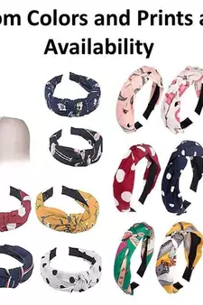 DIAN Assorted Bow Hairband Pack of 6 Printed Korean Style Fabric Knot Plastic Headband