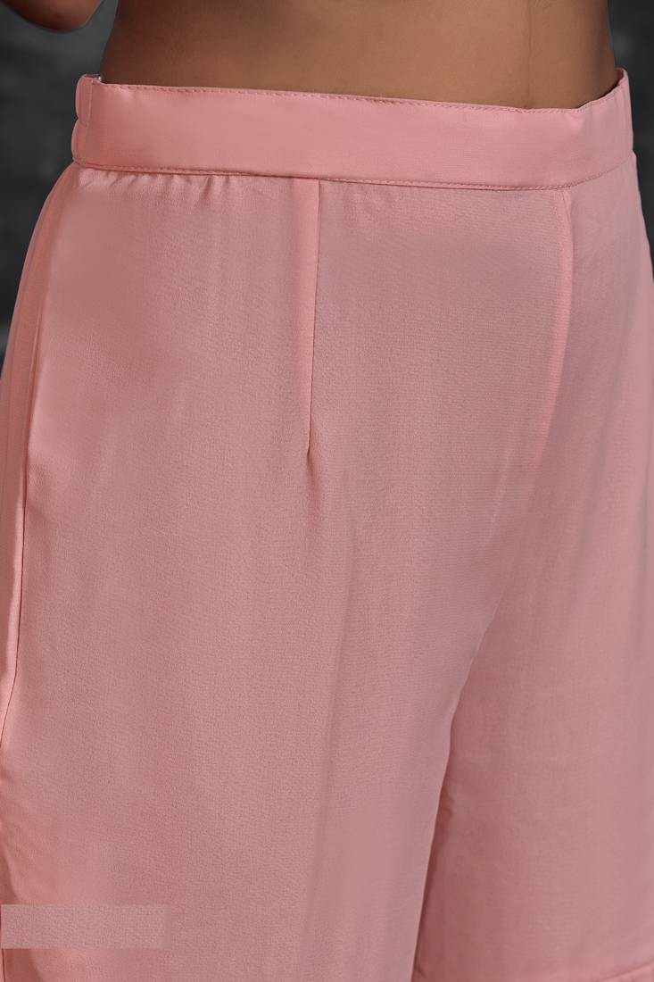 PINK MIRROR ZARKAN ZARI & THREAD EMBROIDERED GEORGETTE STITCH SHARARA SUIT WITH DUPATTA