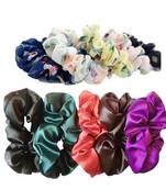 DIAN Assorted Pack of 10 Hair Scrunchies, Ponytail Holder in Satin Solid & Printed for Womens