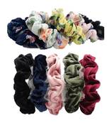 DIAN Assorted Pack of 10 Hair Scrunchies, Ponytail Holder in Velvet Fabric & Printed for Womens