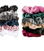 DIAN Assorted Pack of 12 Hair Scrunchies, Ponytail Holder in Satin Solid & Velvet Fabric for Women