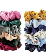 DIAN Assorted Pack of 12 Hair Scrunchies, Ponytail Holder in Velvet Fabric & Printed for Womens