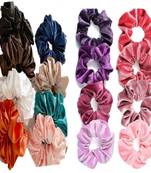 DIAN Assorted Pack of 16 Hair Scrunchies, Ponytail Holder in Solids Satin & Velvet for Womens