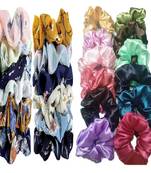 DIAN Assorted Pack of 24 Hair Scrunchies, Ponytail Holder in Satin Solid & Printed for Womens