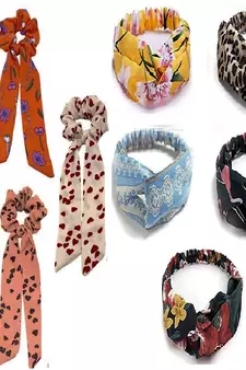 DIAN Assorted Pack of 10 Printed Long Hair Band & Elastic Head band