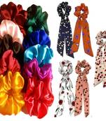 DIAN Assorted Pack of 15 Hair Scrunchies, Ponytail Holder in Printed & Satin for Womens