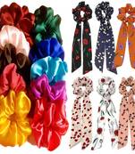 DIAN Assorted Pack of 16 Hair Scrunchies, Ponytail Holder in Satin & Printed for Womens