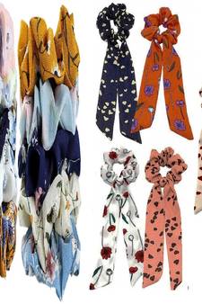 DIAN Assorted Pack of 15 Hair Accessories, Hair Scrunchies, Ponytail Holder Printed for Womens
