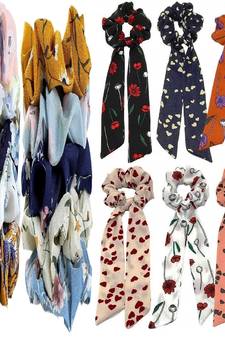 DIAN Assorted Pack of 16 Hair Scrunchies, Ponytail Holder, Rubber Band Printed for Womens