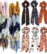 DIAN Assorted Pack of 16 Hair Scrunchies, Ponytail Holder, Rubber Band Printed for Womens