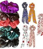 DIAN Assorted Pack of 10 Hair Scrunchies, Ponytail Holder in Satin & Printed for Womens