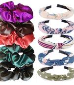 DIAN Assorted Pack of 10 Hair Scrunchies & Hair bands, Rubber Band in Satin & Printed for Womens