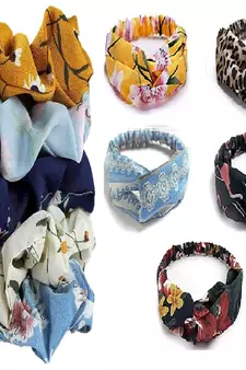 DIAN Assorted Pack of 10 Hair Scrunchies & Elastic Head band, Rubber Band Printed for Womens