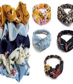DIAN Assorted Pack of 10 Hair Scrunchies & Elastic Head band, Rubber Band Printed for Womens