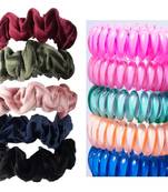 DIAN Assorted Pack of 10 Hair Scrunchies, Ponytail Holders in Velvet & Wire for Womens