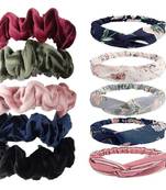 DIAN Assorted Pack of 10 Hair Scrunchies & Elastic Head band